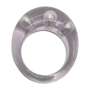 Lucite Resin Dome Ring Size 7.75 Clear with Faux Pearl bubbles Y2K Retro